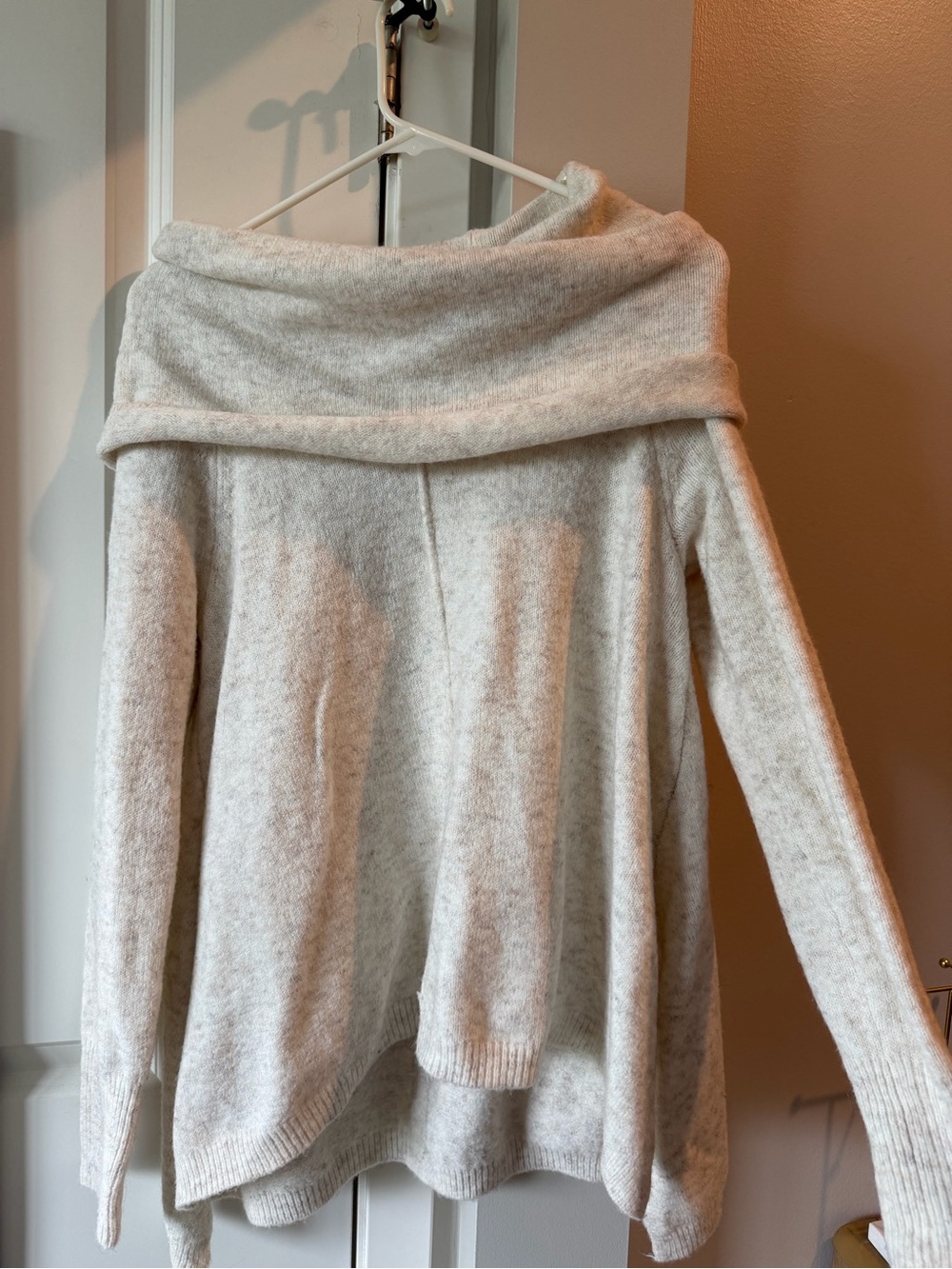 ruby moon Cream Off-the-Shoulder Fold-Over Sweater